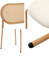 Oikiture 2PCS Rattan Dining Chair Sherpa White