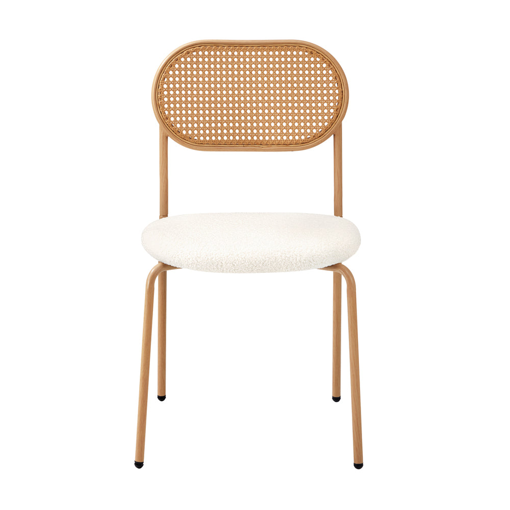 Oikiture 4PCS Dining Chair Rattan Furniture Sherpa White