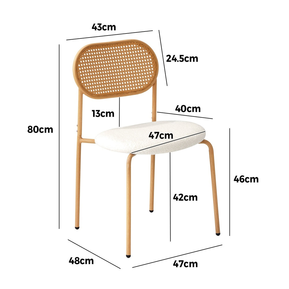 Oikiture 4PCS Dining Chair Rattan Furniture Sherpa White
