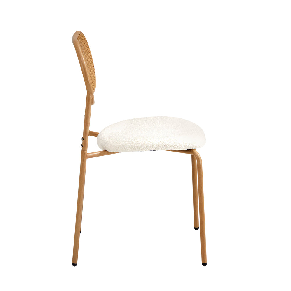 Oikiture 4PCS Dining Chair Rattan Furniture Sherpa White