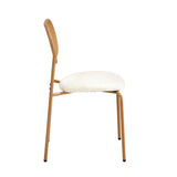 Oikiture 4PCS Dining Chair Rattan Furniture Sherpa White - Low Angle