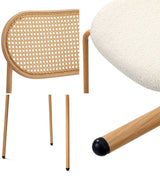 Oikiture 6PCS Dining Chair Rattan Furniture Sherpa White