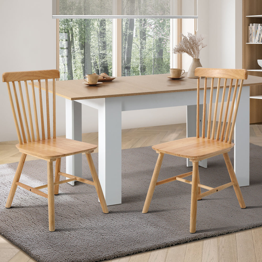 Oikiture 2x Dining Chairs Minimalist Vertical Back Wooden