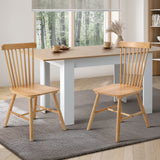 Oikiture 2x Dining Chairs Minimalist Vertical Back Wooden - Close-Up Angle