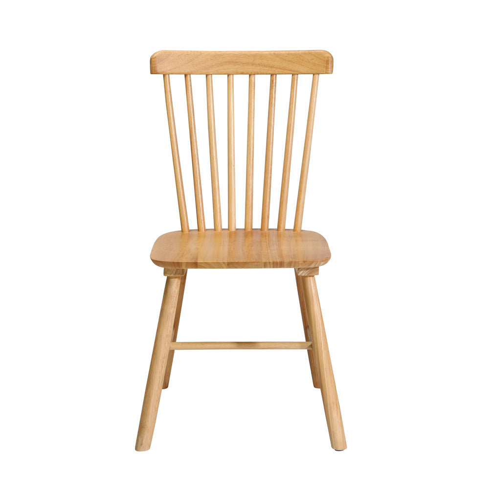 Oikiture 2x Dining Chairs Minimalist Vertical Back Wooden