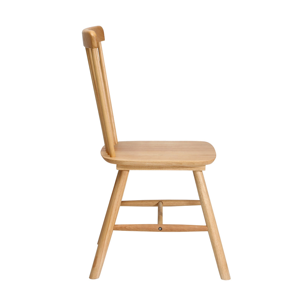 Oikiture 2x Dining Chairs Minimalist Vertical Back Wooden