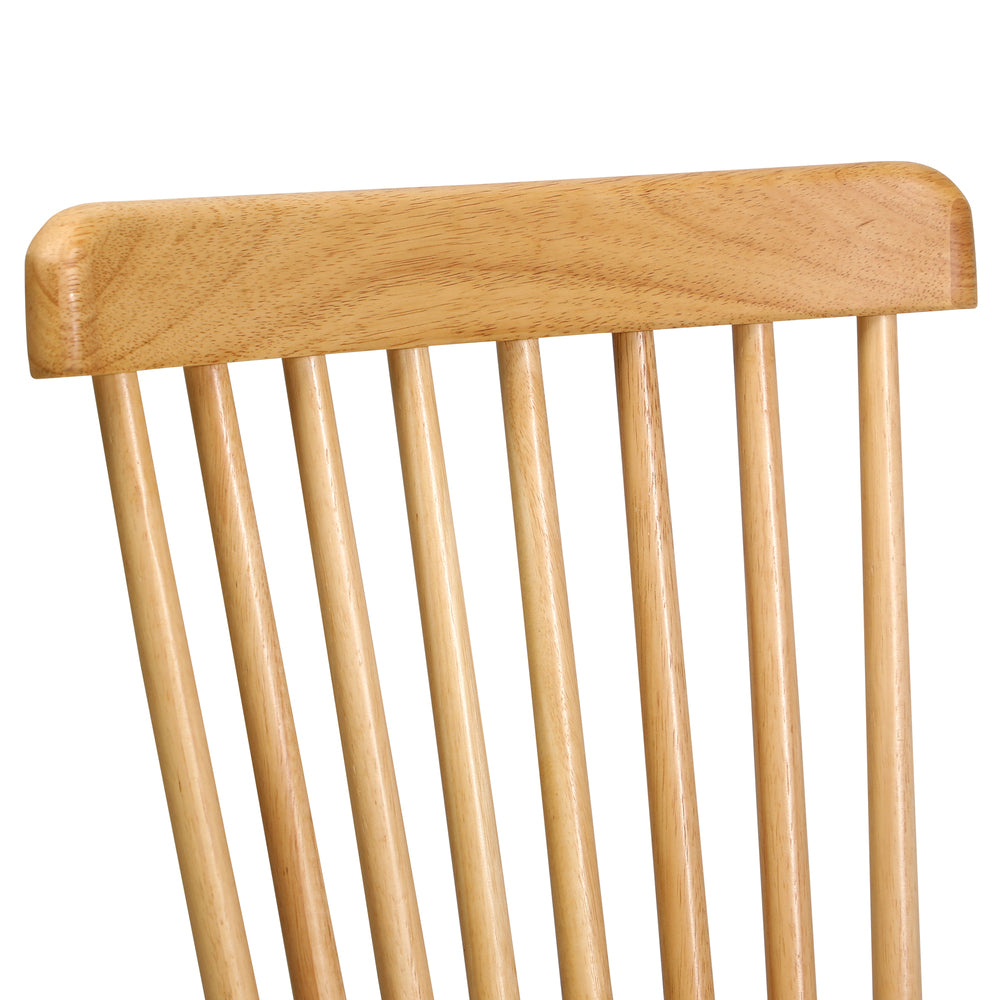Oikiture 2x Dining Chairs Minimalist Vertical Back Wooden