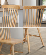 Oikiture 2x Dining Chairs Minimalist Vertical Back Wooden