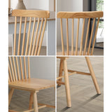 Oikiture 4x Dining Chairs Minimalist Vertical Back Wooden
