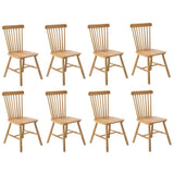 Oikiture 8x Dining Chairs Minimalist Vertical Back Wooden - Front View