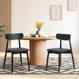 Oikiture 2x Dining Chairs PU Leather Solid Wood Cafe Lounge Black - Side View