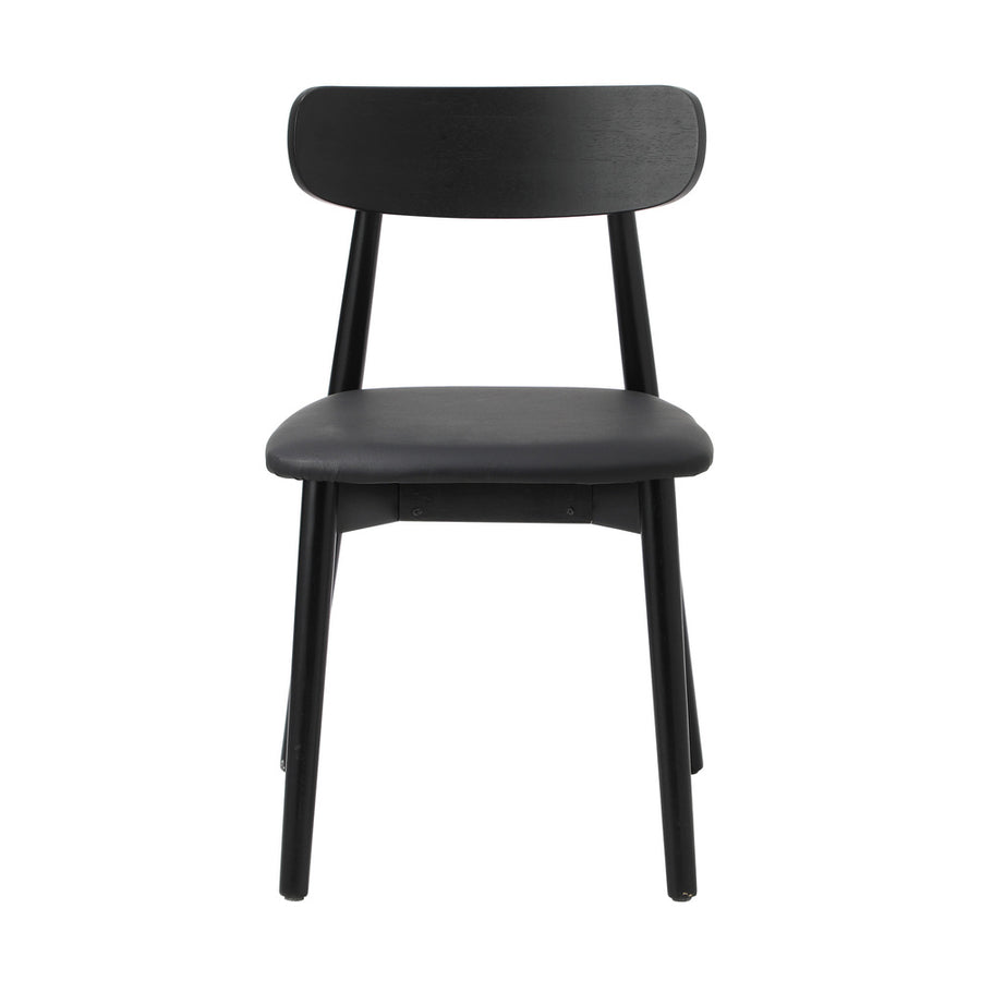 Oikiture 2x Dining Chairs PU Leather Solid Wood Cafe Lounge Black