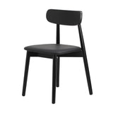 Oikiture 2x Dining Chairs PU Leather Solid Wood Cafe Lounge Black - Front View