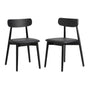 Oikiture 2x Dining Chairs PU Leather Solid Wood Cafe Lounge Black