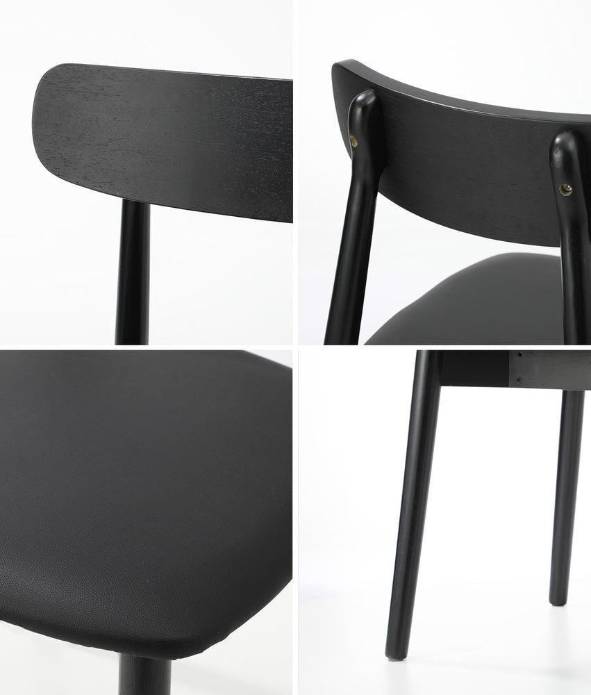 Oikiture 2x Dining Chairs PU Leather Solid Wood Cafe Lounge Black