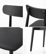 Oikiture 2x Dining Chairs PU Leather Solid Wood Cafe Lounge Black