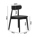 Oikiture 4x Dining Chairs PU Leather Solid Wood Black