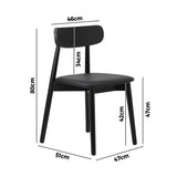 Oikiture 4x Dining Chairs PU Leather Solid Wood Black - Rear View