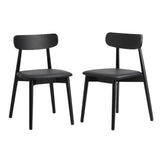 Oikiture 4x Dining Chairs PU Leather Solid Wood Black