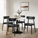 Oikiture 4x Dining Chairs PU Leather Solid Wood Black