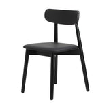 Oikiture 6x Dining Chairs PU Leather Solid Wood Black