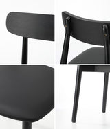 Oikiture 6x Dining Chairs PU Leather Solid Wood Black