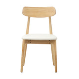 Oikiture 2x Dining Chairs PU Leather Solid Wood Cafe Lounge Beige - 45-Degree Angle