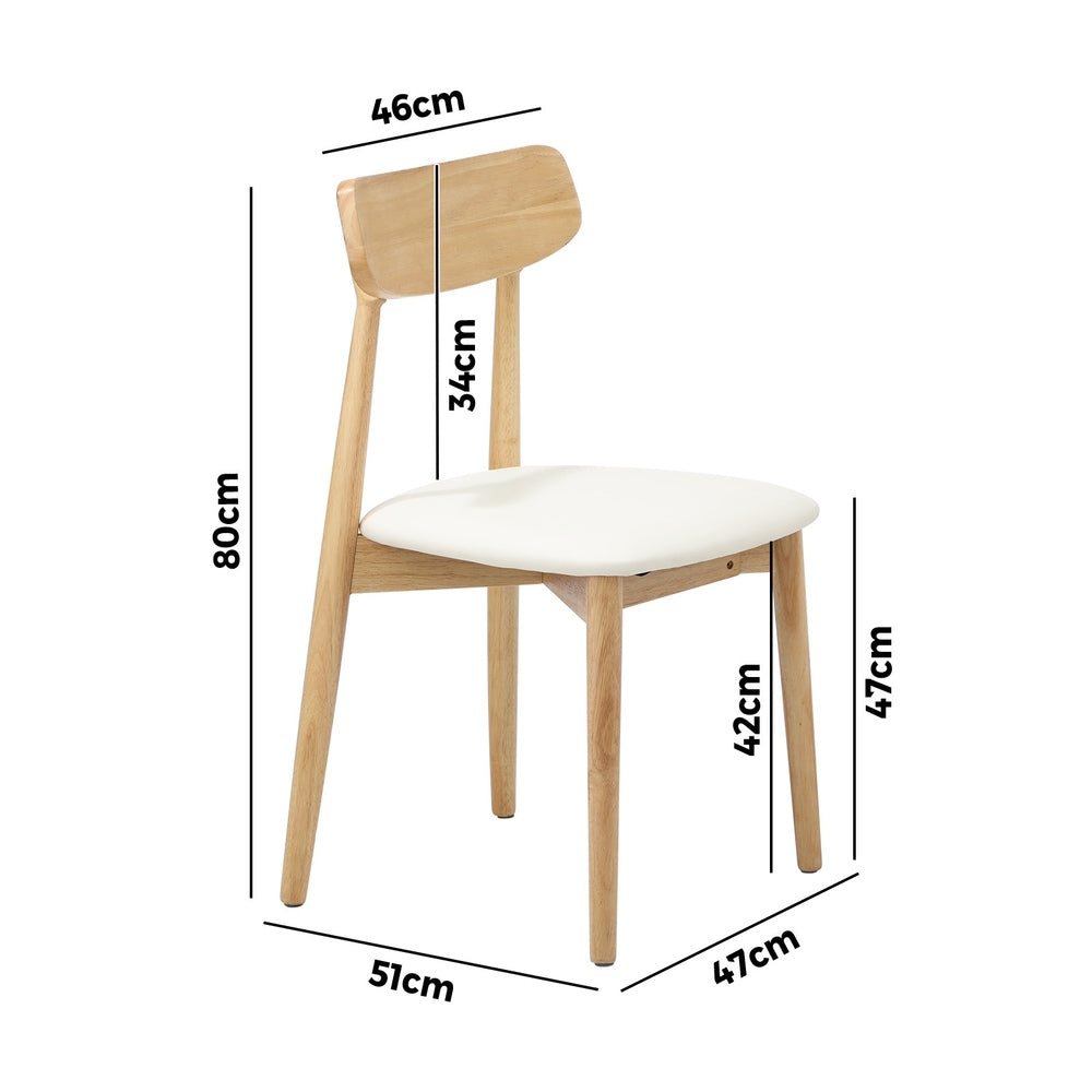 Oikiture 2x Dining Chairs PU Leather Solid Wood Cafe Lounge Beige