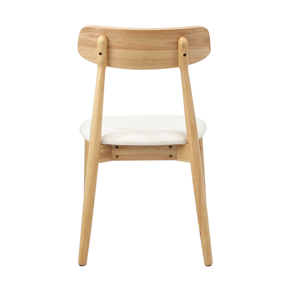 Oikiture 2x Dining Chairs PU Leather Solid Wood Cafe Lounge Beige