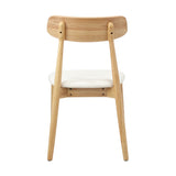 Oikiture 2x Dining Chairs PU Leather Solid Wood Cafe Lounge Beige - Rear View