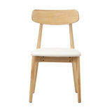 Oikiture 4x Dining Chairs PU Leather Solid Wood Beige