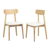 Oikiture 4x Dining Chairs PU Leather Solid Wood Beige