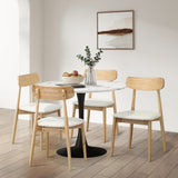 Oikiture 4x Dining Chairs PU Leather Solid Wood Beige
