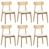 Oikiture 6x Dining Chairs PU Leather Solid Wood Beige