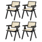 Oikiture 4x Dining Chairs Rattan Chair Wooden Balck