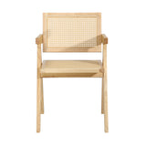 Oikiture 2x Dining Chairs Rattan Wooden Natural