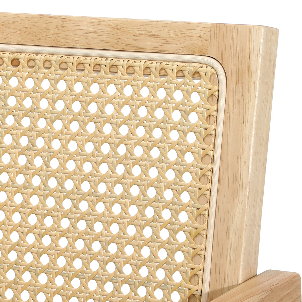 Oikiture 2x Dining Chairs Rattan Wooden Natural