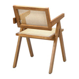 Oikiture 2x Dining Chairs Rattan Chair Wooden Walnut