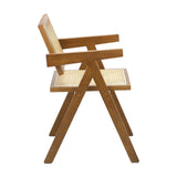 Oikiture 2x Dining Chairs Rattan Chair Wooden Walnut