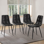 Oikiture 4x Dining Chairs PU Leather Padded Seat Retro Black, image 4