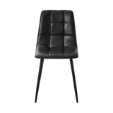 Oikiture 4x Dining Chairs PU Leather Padded Seat Retro Black - Low Angle