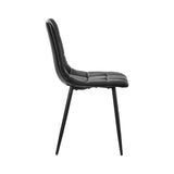 Oikiture 4x Dining Chairs PU Leather Padded Seat Retro Black - 45-Degree Angle