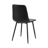 Oikiture 4x Dining Chairs PU Leather Padded Seat Retro Black - Front View