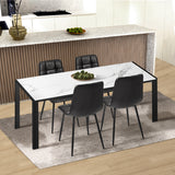 Oikiture 4x Dining Chairs PU Leather Padded Seat Retro Black - Rear View
