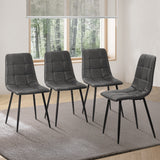 Oikiture 4x Dining Chairs PU Leather Padded Seat Retro Grey - 45-Degree Angle