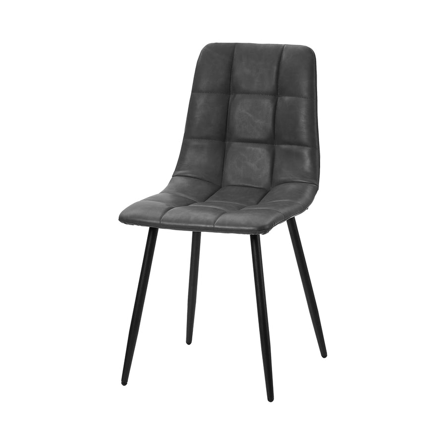 Oikiture 4x Dining Chairs PU Leather Padded Seat Retro Grey