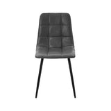 Oikiture 4x Dining Chairs PU Leather Padded Seat Retro Grey - Close-Up Angle