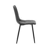 Oikiture 4x Dining Chairs PU Leather Padded Seat Retro Grey - Low Angle