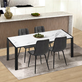Oikiture 4x Dining Chairs PU Leather Padded Seat Retro Grey - Front View