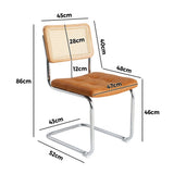 Oikiture 2x Rattan Dining Chair Steel Frame Leather Seat Brown